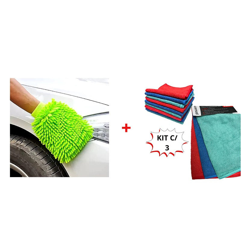🧤 Kit de Lavagem para Carro e Moto – Luvas de Microfibra Multicoloridas 🚗✨