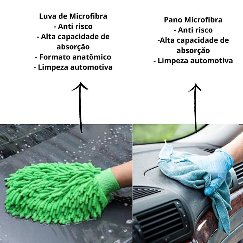 🧤 Kit de Lavagem para Carro e Moto – Luvas de Microfibra Multicoloridas 🚗✨