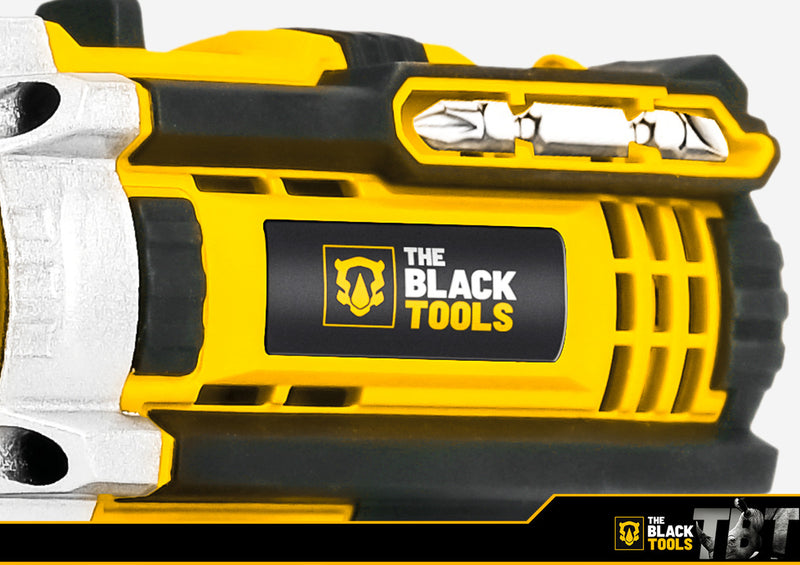 Parafusadeira Furadeira De Impacto The Black Tools Profissional TB-21PX 2 Baterias Com Maleta 60Hz Amarelo