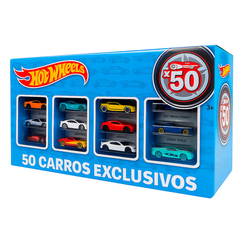 Caixa Hotwheels com 50 Carros exclusivos e ÚNICOS - FRETE GRÁTIS