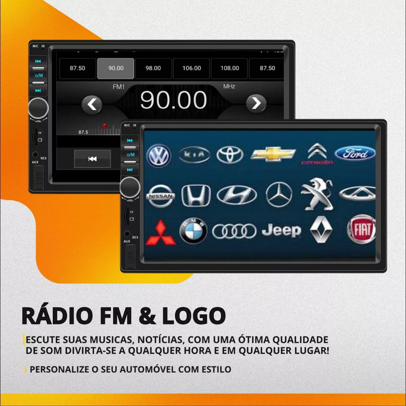 Central Multimídia Automotiva Universal com Bluetooth, Espelhamento e Tela HD 1080P Camera de Ré!