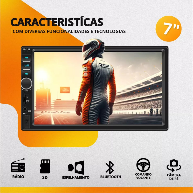 Central Multimídia Automotiva Universal com Bluetooth, Espelhamento e Tela HD 1080P Camera de Ré!
